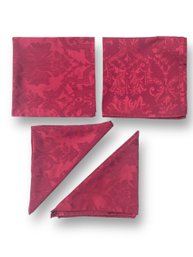 Lot 713NM - Lot Of 4 Holiday Waterford Red Square Placemats Napkins  - Christmas Red