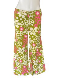 Lot 27- FLOWER POWER! Simon & Sons Boston Green And Pink Groovy Pants - AS-IS (stain)