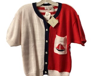 Lot 93RR- Madewell & Eagles Eye Nautical Short Sleeve Sweater Shirt  Stars M & L