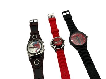 Lot 468- Marvel Spiderman Accutime Watches - Spin Watch Lot Of 3
