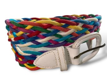 Lot 705NM - Lady Canterbury Rainbow Woven Braided Belt Vintage Size Medium