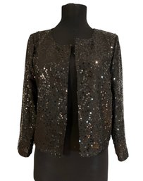 Lot 65SES- Black Sequin Bolero Jacket Womens Evening Occasion Top Size M Medium - Christmas Party