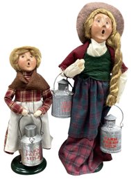 Lot 30RR- The Cries Of London Milk Maiden & Girl Hang Tag 2 Byers Choice Carolers Retired 1997 Christmas Loft