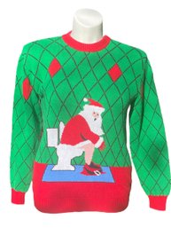 Lot 721NM - Ugly Christmas Funny Sweater FunQi Mens Womens Size Medium - Santa Pooping