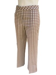 Lot 214SES -1970s Vintage HIgh Waisted Brown And White Checked Pants