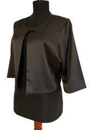 Lot 66SES- Amanda Lane Black Satin Bolero Short Jacket Womens Evening Occasion Top Size M Medium - Party