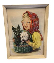 Lot 205- Darling! Happy Companions Print - Girl With Dog - Made In Holland - Scotty Dog