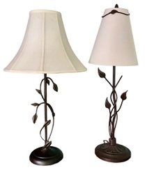 Lot 15- Pair Of Metal Floral Table Lamps