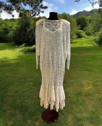 Lot 50- STUNNING! Cache Beaded Sequin Lace Gown Dress By Judith Ann Creations Womens Size M