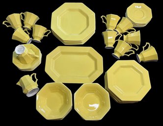 Lot 46- Nikko Bright Yellow China Set - Dishware - Dinner Plates -bowls - Tea Cups - Creamer -