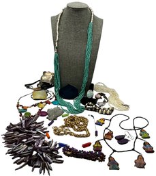 Lot 101- NICE! Mixed Lot Of Costume Jewelry- Shell Necklaces- Crystals- UNO De 50- Seed Beads - Pewter