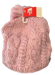 Lot 7- The North Face NEW Pink Knit Pompom Beanie Winter Hat