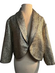 Lot 631 - Chicos Womens Bolero Jacket Shrug Gold Metallic Texture - Size 2