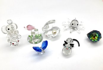 Lot 12- Collectible Mini Crystal Figurines Iris Butterfly Arc Elephant Octopus Lot Of 7