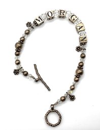 Lot 6- MORGAN Crystal And Silver Bead Bracelet