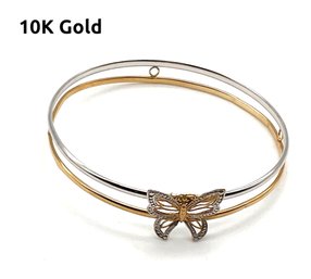 Lot 1- 10K Gold HOB Butterfly Bangle Bracelet