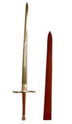 Lot 261CAN - Exceptional Chrome 48 Inch Sword & Sheath - Wooden Handle - Pakistan