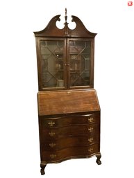 Lot 471- Mahogany Secretary Desk Cabinet - Vintage