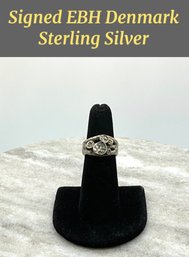 Lot 31- Mid Century Brutalist Sterling Silver Ring Modernist Signed EBH Denmark