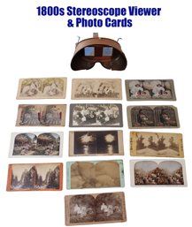Lot 420- Antique Stereoscope Viewer & Photo Cards - Late 1880's - Babies - Children - Pets