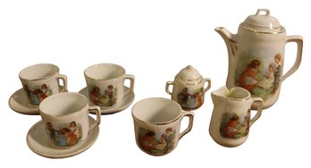 Lot 207 - SECOND CHANCE - Victorian Children's Doll Tea Transfer Set Cups Sugar Bowl  - 7 Piece - As Is
