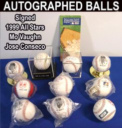 Lot 116- Vintage Baseball Lot Of 10 - Autographed - All Star Mo Vaughn With COA - Conseco - Dodge -