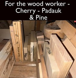 Lot 124 - Hard Wood - Cherry - Padauk - Pine - Woodworker - Work Shop - FIRST VERTICAL ROW - Wider Rack -