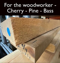 Lot 122 - HARD WOOD - Cherry - Pine - Bass - Woodworker - Work Shop - Carpenter - 3RD SHELF DOWN FROM TOP -