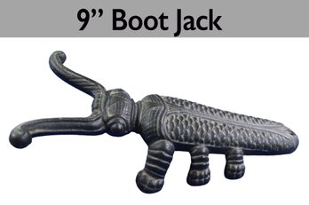 Lot 233- Vintage Cast Iron Art Cricket Boot Jack Shoe Scraper - Beetle Bug Door Stop
