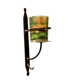 Lot 296- Primitive Black Iron 15 Inch Wall Candle Sconce Decor With Hook