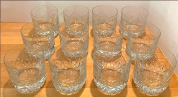 Lot 206 - Set Of 12 Signed Brook Old Fashioned Crystal Whiskey Glasses - Really Nice!