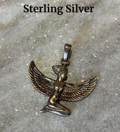 Lot 47- Sterling Silver Egyptian Bird Goddess Isis With Wings Pendant