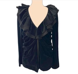 Lot 423- Neiman Marcus Exclusive Black Velvet Women's Shirt Top Size L