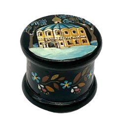 Lot 73- Hand Painted Russian Small Covered Trinket Ring Jewelry Pill Box