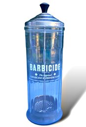 Lot 507 - Vintage Barbicide Barber Shop Disinfectant Heavy Duty Glass Jar - Use This For A Straw Dispenser!