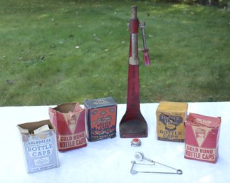 Lot 261 - Antique 1940's Bottle Capper Press Lot - Everedy Company 5 Full Boxes Of Vintage Bottle Caps