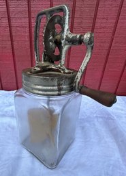 Lot 221 - 1940s Dazey Glass Jar Butter Churn - #20 - Wooden Paddle  - Made In USA - 2 Quarts