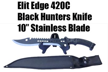 Lot 264 - New Elit Edge 420C Hunter Knife - 10 Inch Stainless Steel Blade With Sheeth - Designed In USA