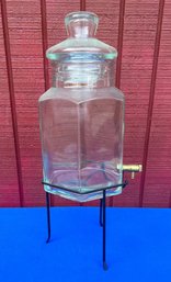 Lot 433- Glass Drink Dispenser With Stand & Spigot - Lemonade - Sangria - Server