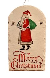 Lot 620CJV - Merry Christmas - Santa St. Nick Holiday Slate Wall Hanging Welcome Sign