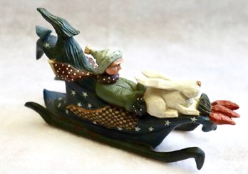 Lot 633CJV - Williraye Studio - Faster Santa! - Christmas Decor Hand Painted Resin Sleigh Decoration - 2002