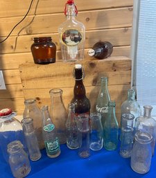 Lot 468- Mixed Vintage Glass Milk Bottles - Coca Cola- Soda - 19 - Farmhouse Decor