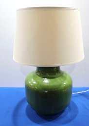 Lot 246 - Avocado Green Ceramic Jar Table Lamp & Shade - Very Heavy