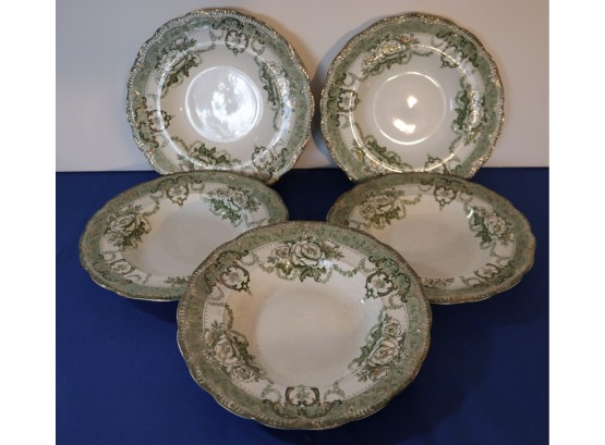 Lot 295- Spode Green & White Assorted Plate 12 Piece Collection - England - Carlsbad China - Roxbury