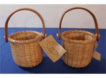 Lot 404- Pair Of Nantucket Home Baskets With Tags - Wicker And Wood - Country Decor