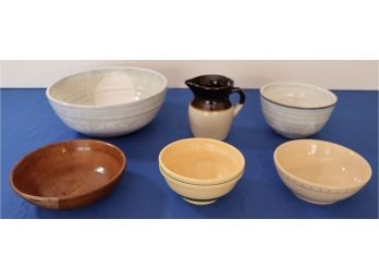 Lot 284- Nice Lot Of 6 Piece Pottery Lot Of Bowls - Pitcher- Syracuse - Rubenstein - Tender Heart - RRP