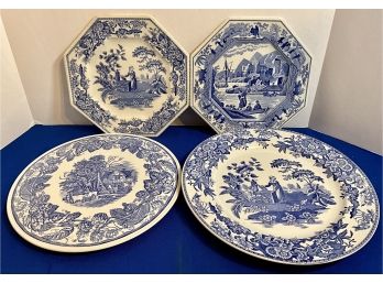 Lot 65- Spode Blue Room Collection- Platters & Plates - Lot Of 4 Sutherland - Girl At Well