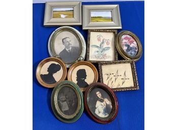 Lot 68- Collection Of Small Vintage Frames- Silhouette- Art- Photos- Lot Of 10
