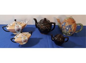 Lot 410- Antique Collectible Tea Pots 5 Piece Lot - Victoria Slovakia - Japan
