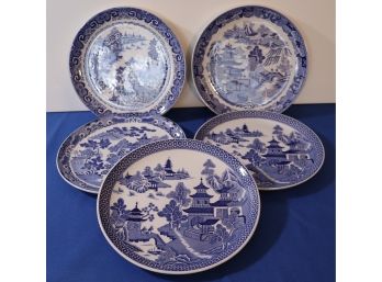 Lot 401- Spode ' Willow Pattern Series ' Blue & White Lunch Plates Vintage China Set